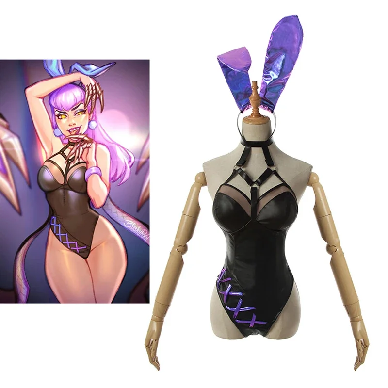 KDa bunny girl sexy girls dress jumpsuits costume Ahri/Evelynn/Akali/Seraphine cosplay costume rabbit ears for Halloween