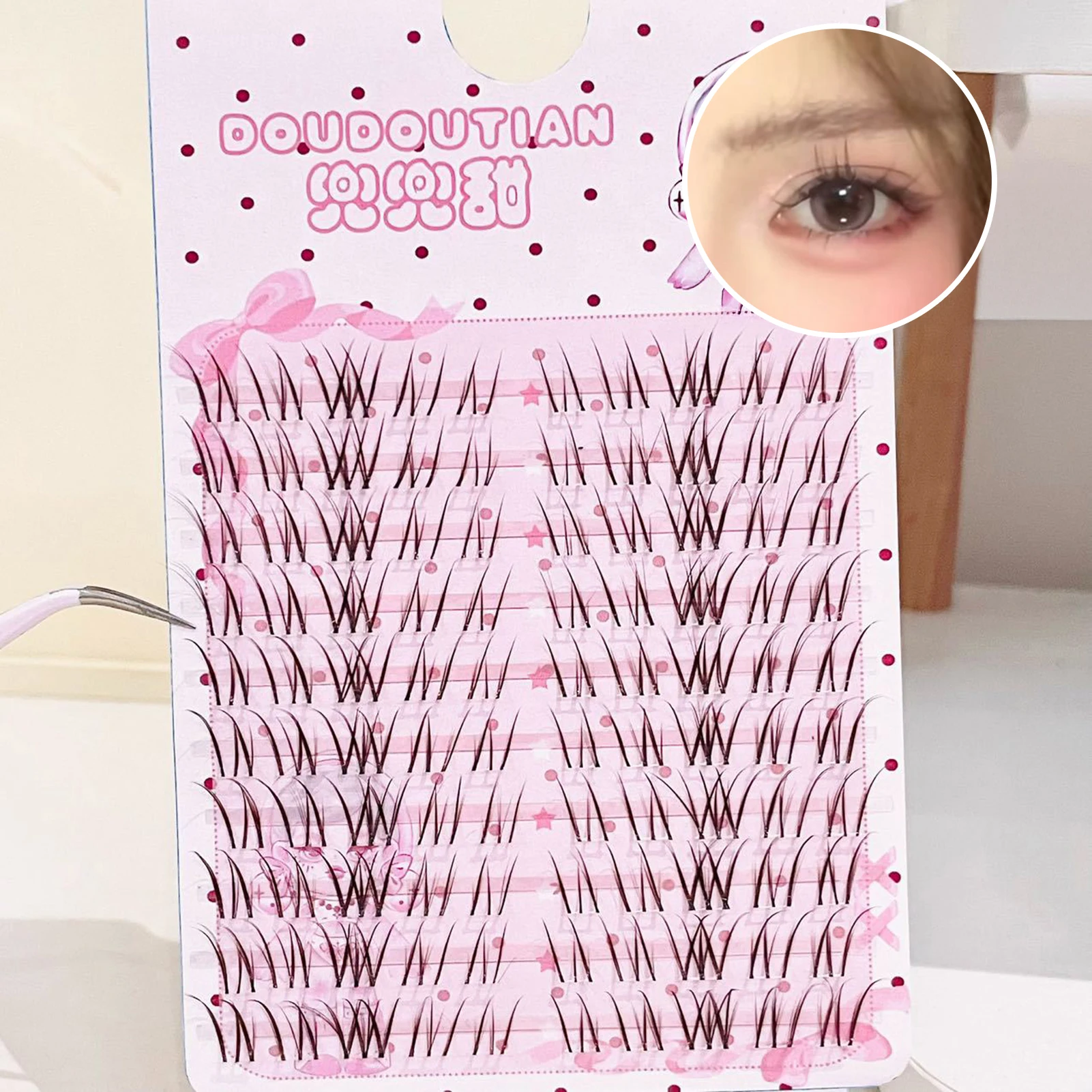 Doce marrom magnólia cílios postiços natural arejado estilo mangá cílios postiços para olhos asiáticos iniciante amigável cílios à prova dwaterproof água