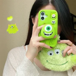 3D Cartoon Monster Holder Phone Case for Iphone16 15 14 13ProMax Shockproof Silicone Soft Cute Anti-drop High quality Back Cover