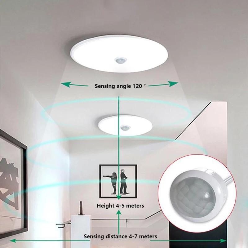 4-12V 1MA Automatic Sensor Light Switch LED PIR Infrared Motion Sensor Detection LED Sensitive Night Light Indoor Outdoor 4-7M