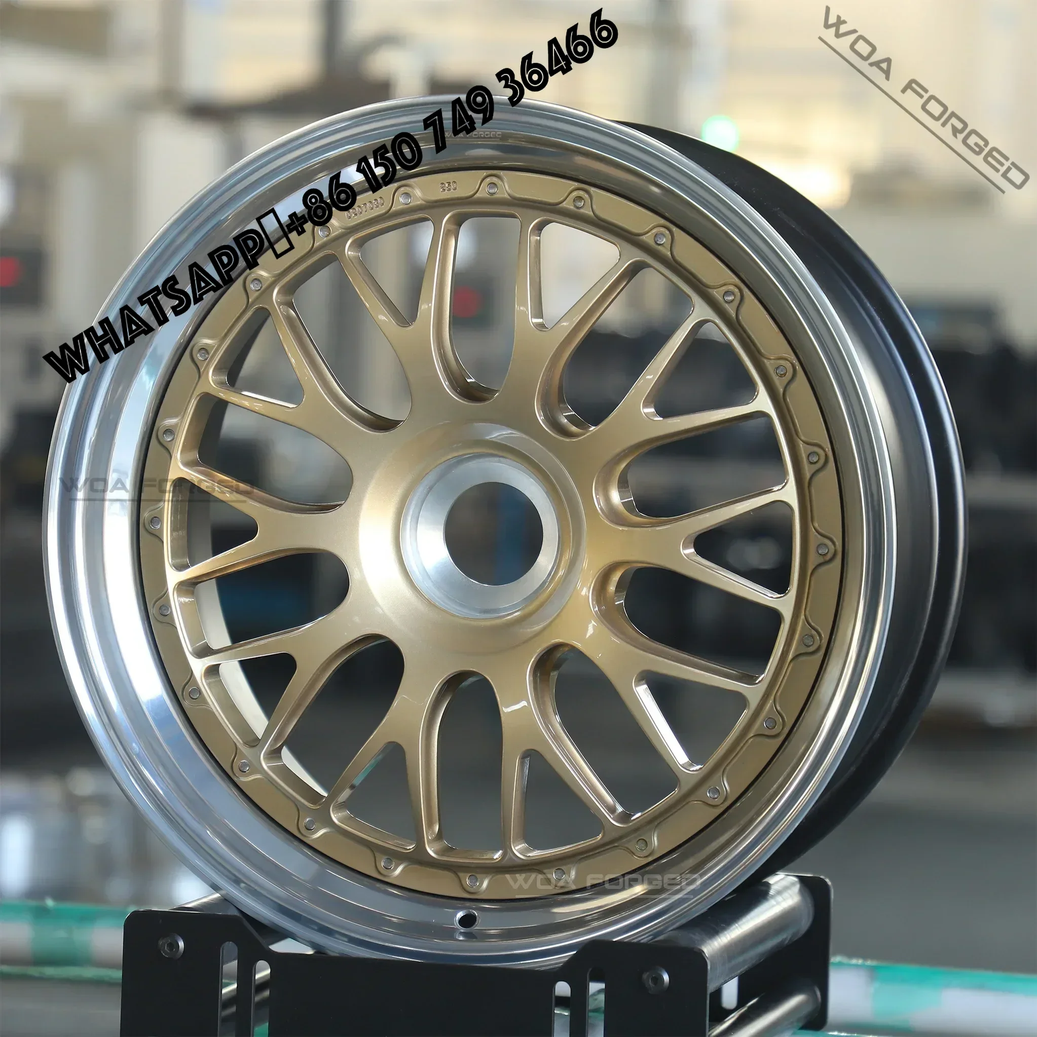6061-T6 Customized Golden Forged 3pc 18-22 Inch Aluminum Wheels Polished Rim 3 Piece Wheel Set for BS E88 Lightweight Pa