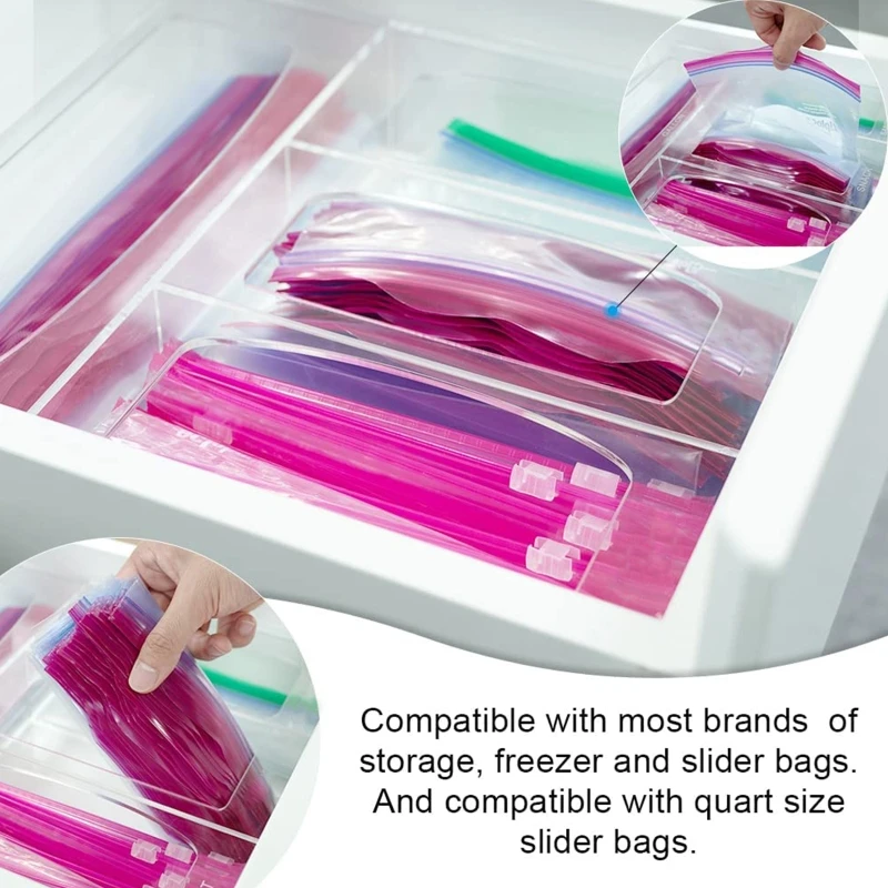 Acrylic Bag Storage Box Dispenser Storage Bag Case for Sandwich Variety Size Bag Container Holder