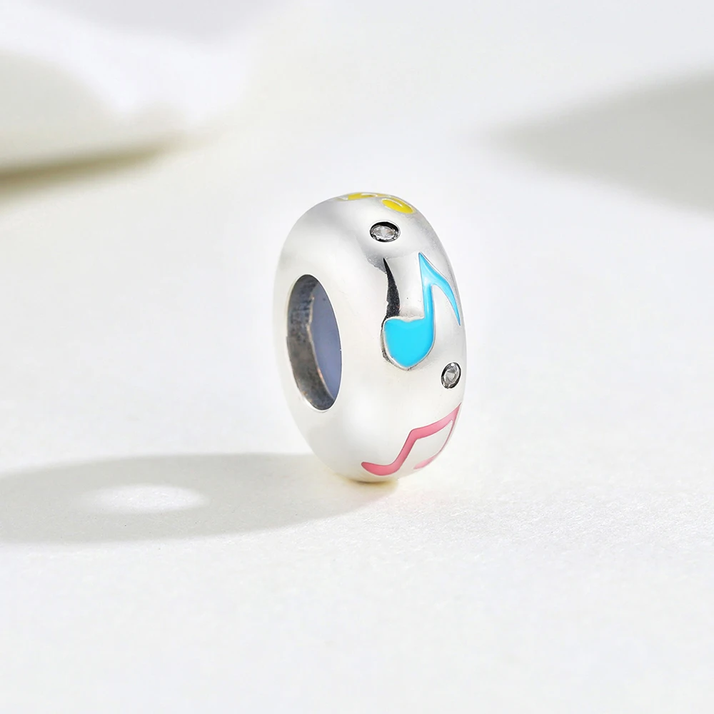 925 Sterling Silver Charm Colored Music Note Clip Pendant Fit Original Bracelet For Women Jewelry Party DIY Fine Gift Accessory