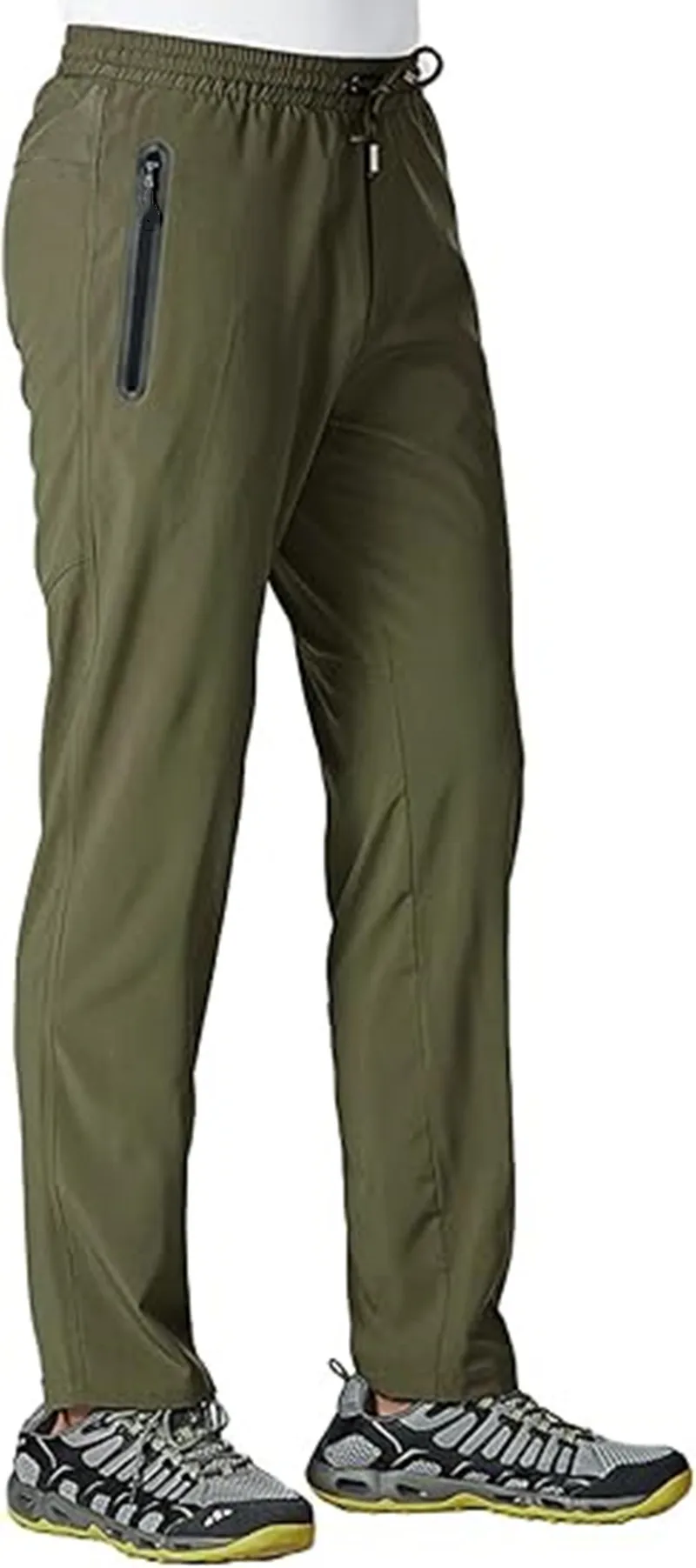 Herren Schnelltrocknende Leichte Sporthose Elastischer Bund Reißverschlusstaschen Atmungsaktive Freizeithose Für Laufen Fitness Wandern – Detail 15