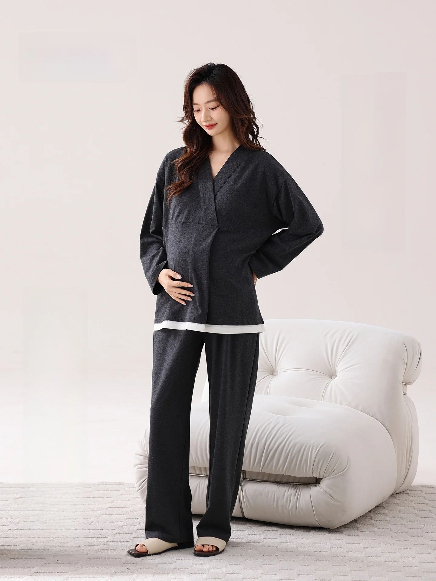 

Ultra Soft Pure Cotton Long Sleeve Sleepwear Home Clothes for Pregnant Women Nursing Postpartum Deep Sleep 60 Comfortable Hom...