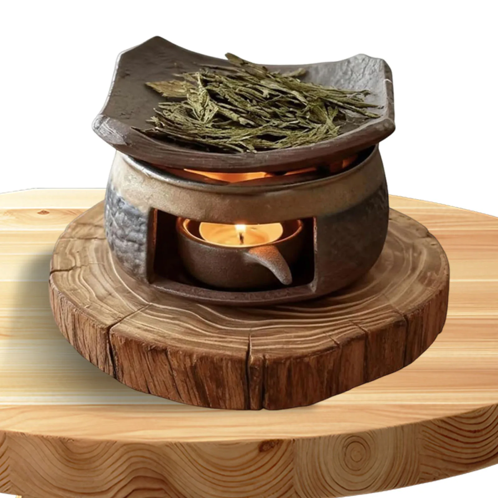 

Ceramic Aromatherapy Stove Essential Oil Burner with Tealight Holder Wax Melts Warmer for Home Office Bedroom Decor