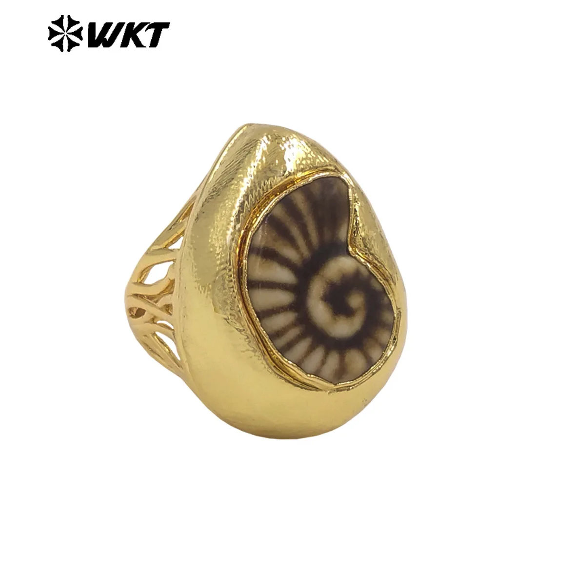 

WT-MPR152 Оптовая продажа, бутик, 18-каратное золото, гальваническое керамическое кольцо в форме ракушки, унисекс, кольца для танцевальной вечеринки, ношение ювелирных изделий