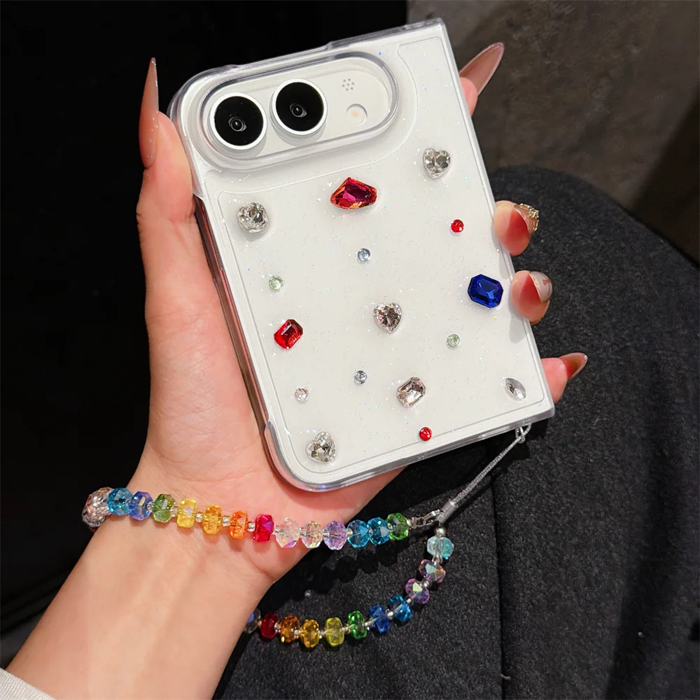 Luxury Fashion Korean INS 3D Drip Colorful Diamond Case For iPhone 18Fold 18Ultra For iPhone Duo Cute Pattern Clear Cover