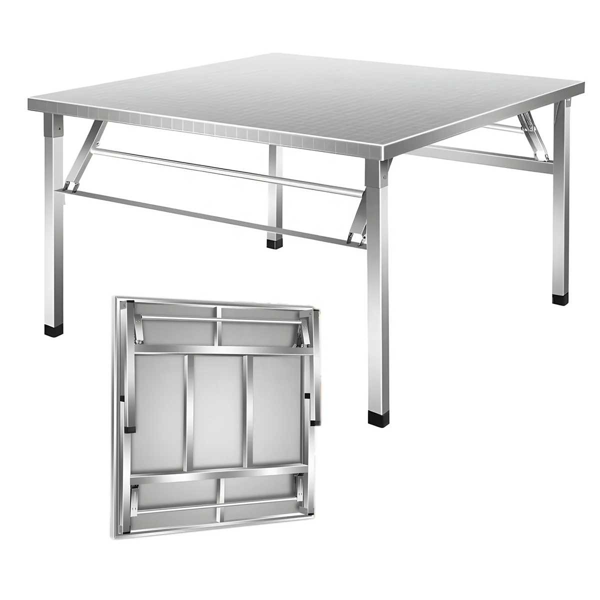 

Square Folding Utility Stainless Steel Dining Tables Portable Foldable Wedding Table for Outdoor/Indoor Home Restaurant Banquet