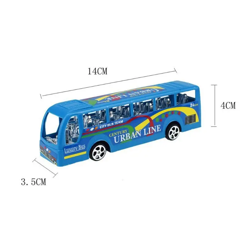 Q0KB 5.5’’ Mini Bus Pull Back Vehicle Baby Inertia Vehicle Car Model Cartoon Toy Boys Girls Favorite Layout Landscape Gift