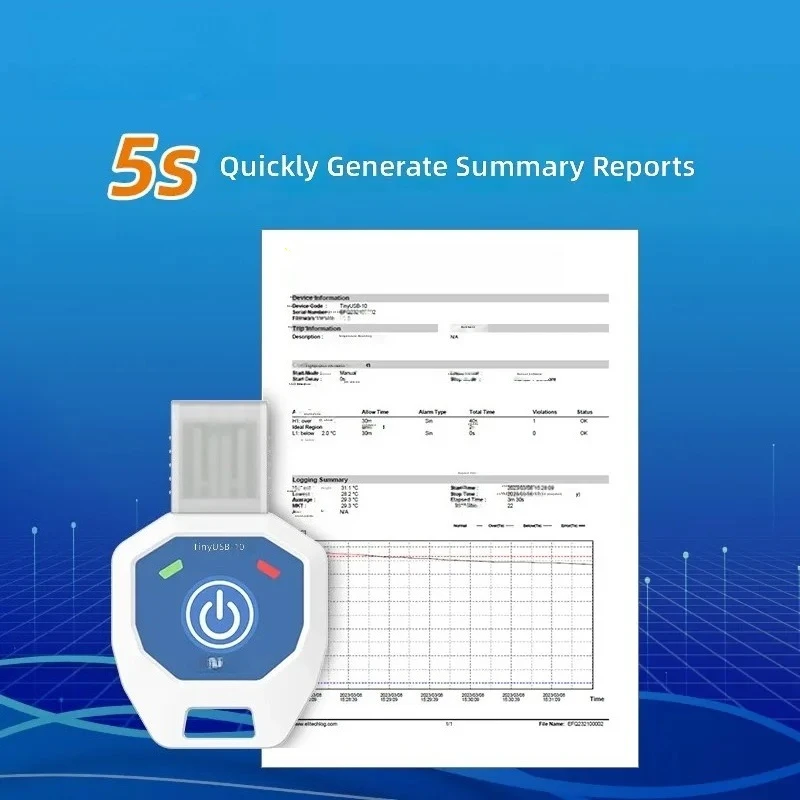 for TinyUSB-10 Mini Disposable Temperature Logger PDF Report Cold Chain Transportation