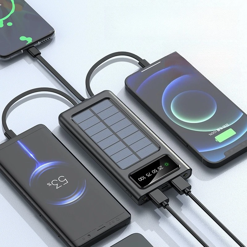 باور بانك 30000/50000 مللي أمبير في الساعة بنك الطاقة الشمسية LED ضوء سعة كبيرة بطارية شحن سريع مع 4 كابلات بنك طاقة خارجي #3