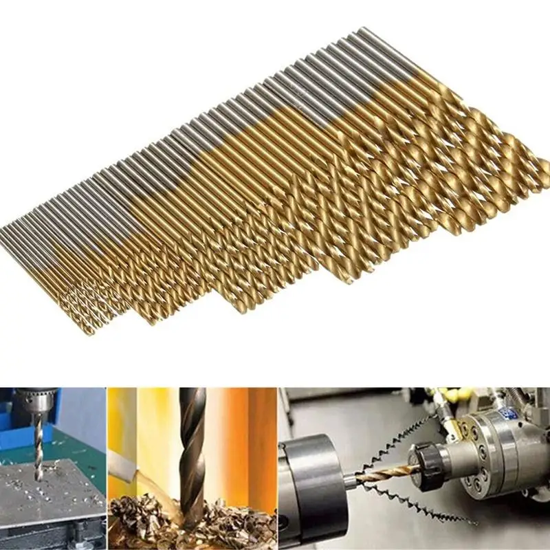 200/100pcs Titanium Coated Drill Bits Set HSS Mini Extractor Drill Bit 1/1.5/2/2.5/3mm For Metal Wood Aluminum Drilling Tools