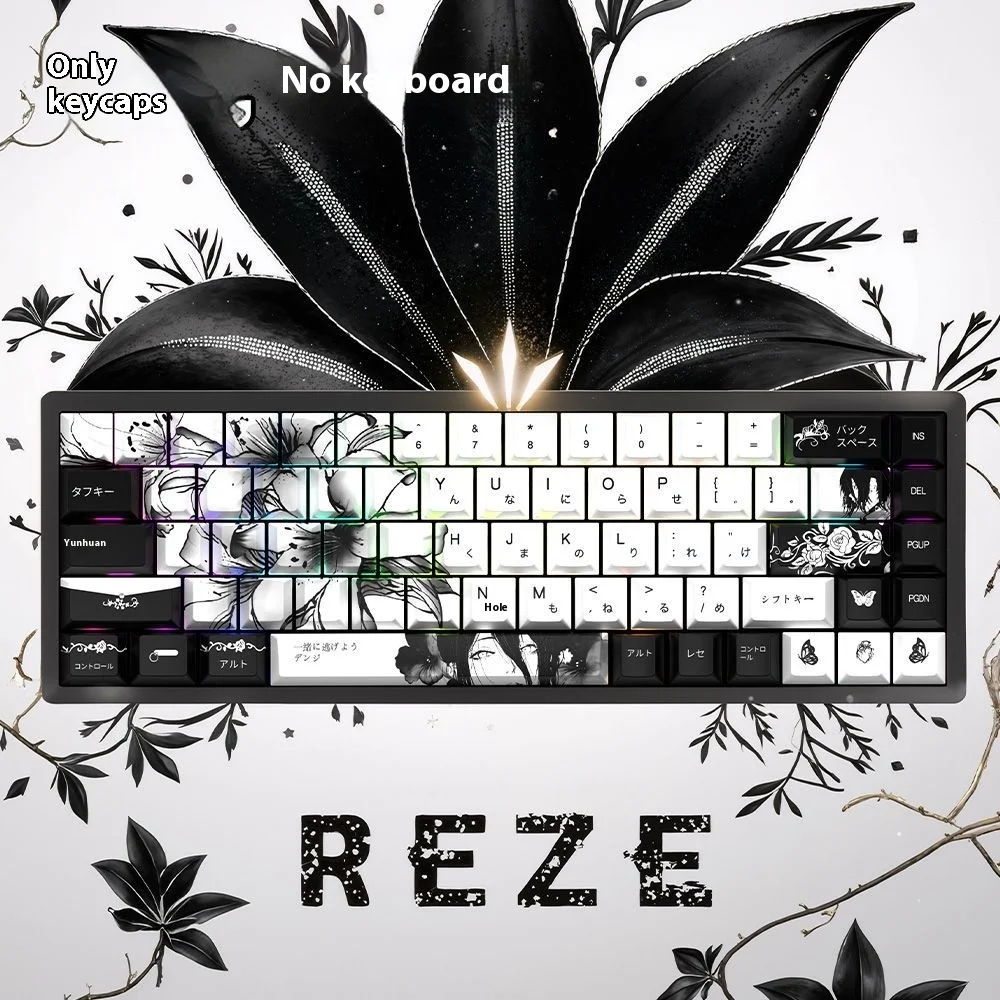 

129 135keys Mechanical keyboard keycaps Chainsaw Human Lacey Theme PBT transparent five sided heat sublimation keycap