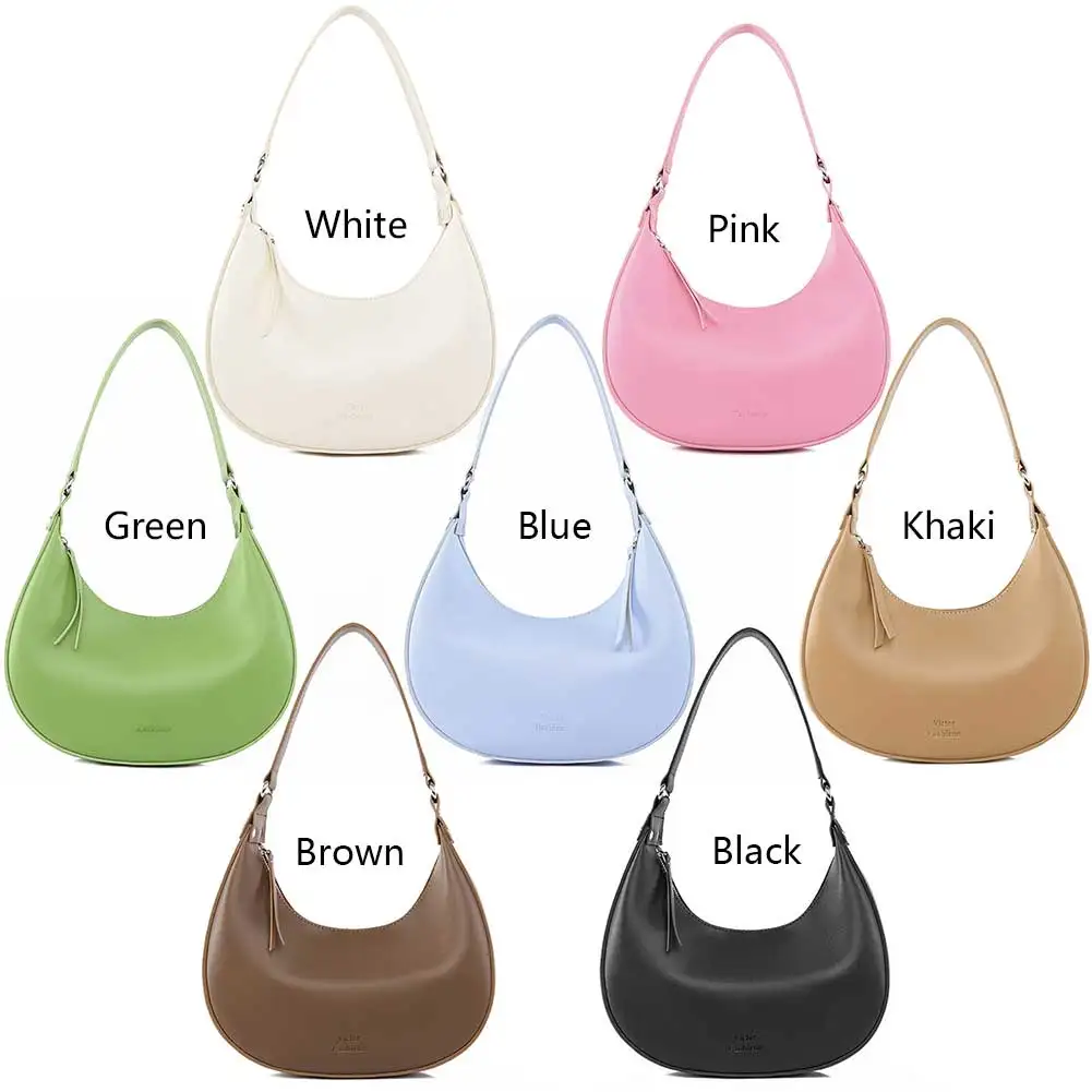 Bolsa de ombro monocromática PU para mulheres, bolsa axilas, bolsa com zíper, moda