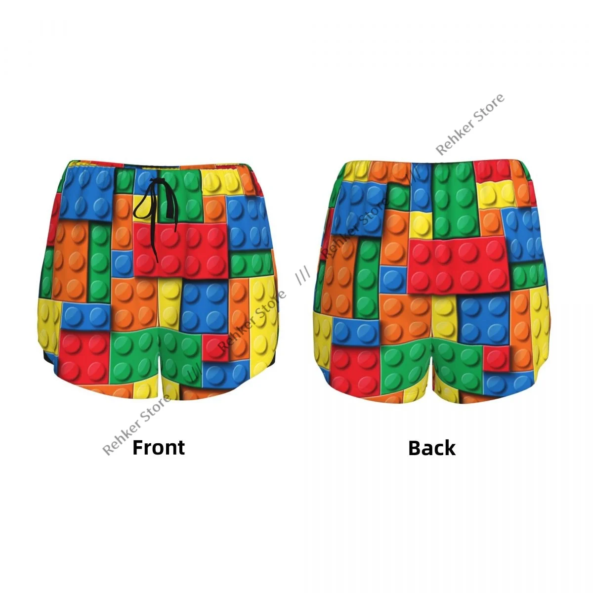 Blocos de construção tijolos feminino dupla camada shorts atléticos de secagem rápida para lazer ao ar livre correndo fitness treino esporte