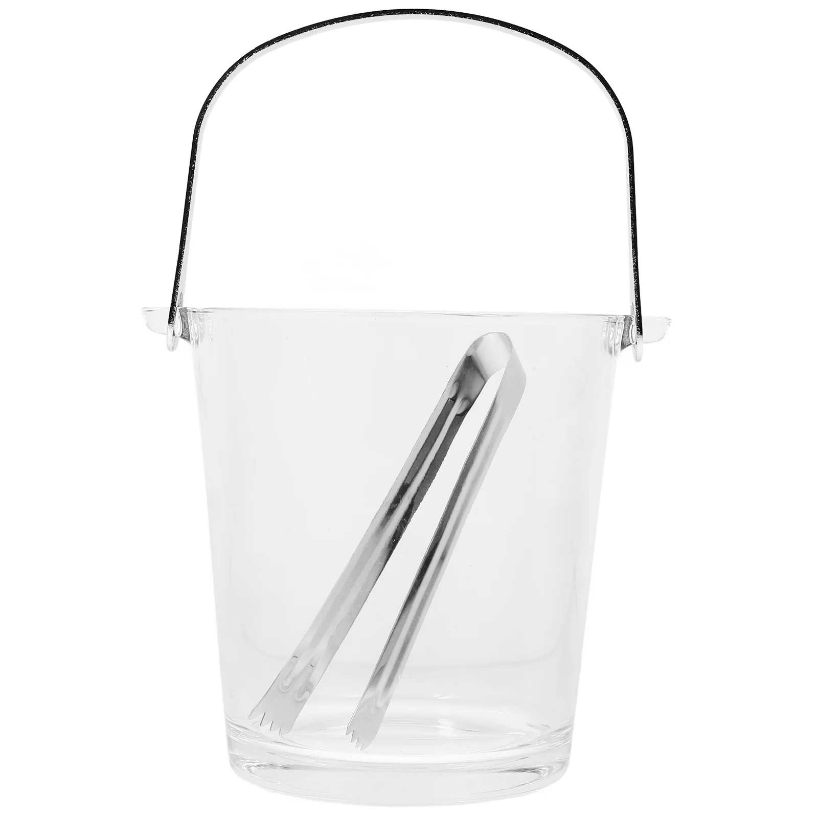 

1Set Ice Bucket Transparent Reusable Storage Holder with Sturdy Handle for Home Hotel Ktv Beach Party Barbecue Picnic