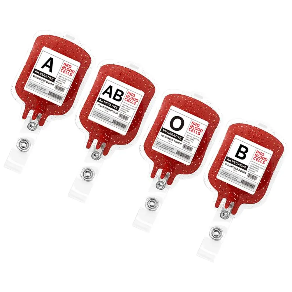 

4PCS Acrylic Blood Glitter Badge Reel Retractable Nurse Hospital Fun Medical Assistant Sturdy Design Smooth Extends