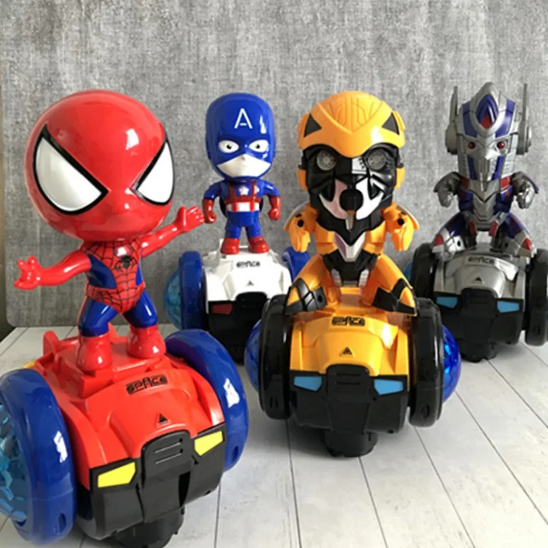 Rozświetlona transformacja Spiderman Robot Kapitan Ameryka Hulk Iron Man Zabawka elektryczna Luminous Tańczący Robot Anime Prezent urodzinowy