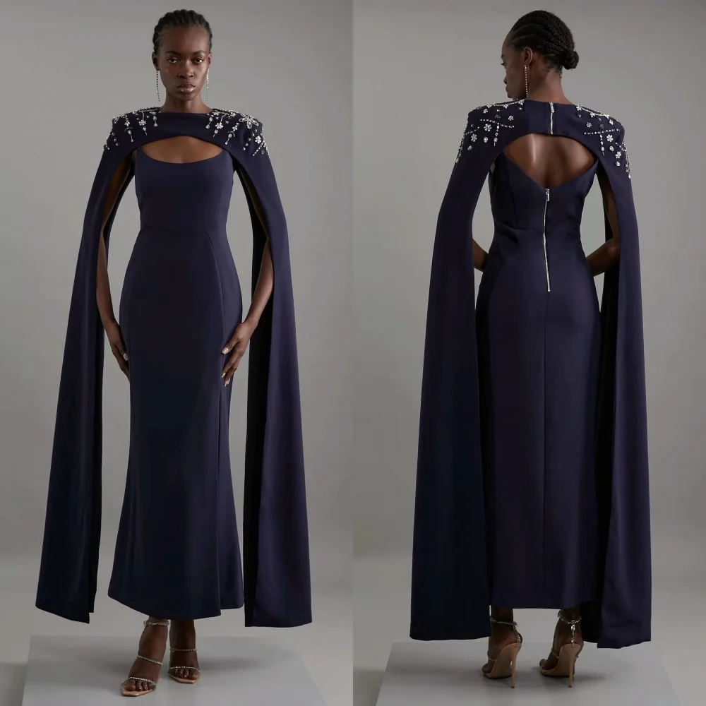 

Customized Fashion Jersey Sequined Beading Mermaid Jewel Midi Dresses Bespoke Occasion Quinceanera Exquisite Classic