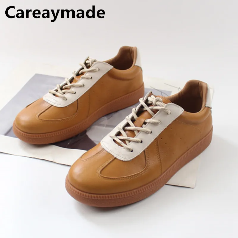 

Careaymade-натуральная кожа из воловьей кожи, нишевый дизайн, немецкая тренировочная обувь, женская кожаная спортивная обувь для отдыха, обувь Forrest Gump