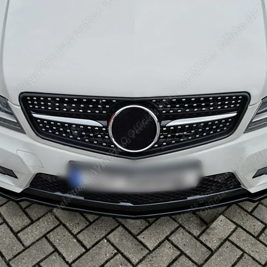 Front Spoiler Lip For Mercedes-Benz C Class W204 S204 Facelift 2011-2014 AMG Line Sport Car Gloss Black/Carbon Look ABS Plastic