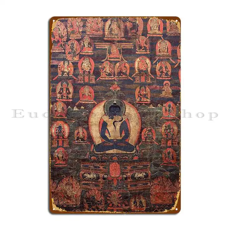 Mandala 130 Bodhisattva Samantabhadra Buddha Metal Sign Bar Iron Wall Cave Wall Decor Create Tin Sign Poster