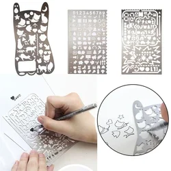 Portable Stainless Steel Stencils Hollow Ruler Travel Diary Notebook Drawing DIY Tool