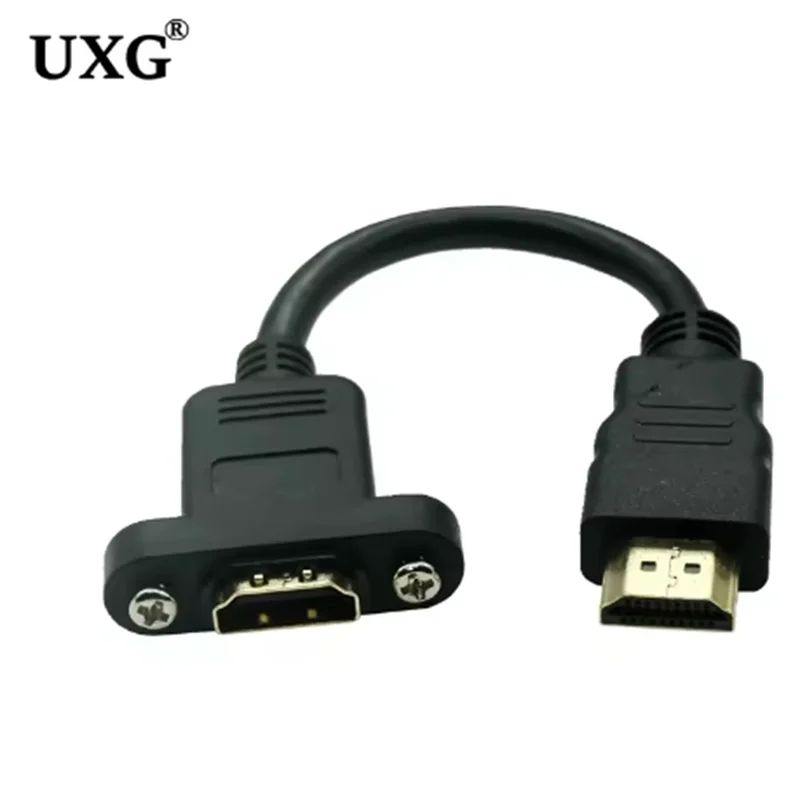 Micro HD-Compatible Male to Mini HDMI-Compatible Female Extension Connector Screw Lock Panel Mount HD AV Camera 0.3M Cable