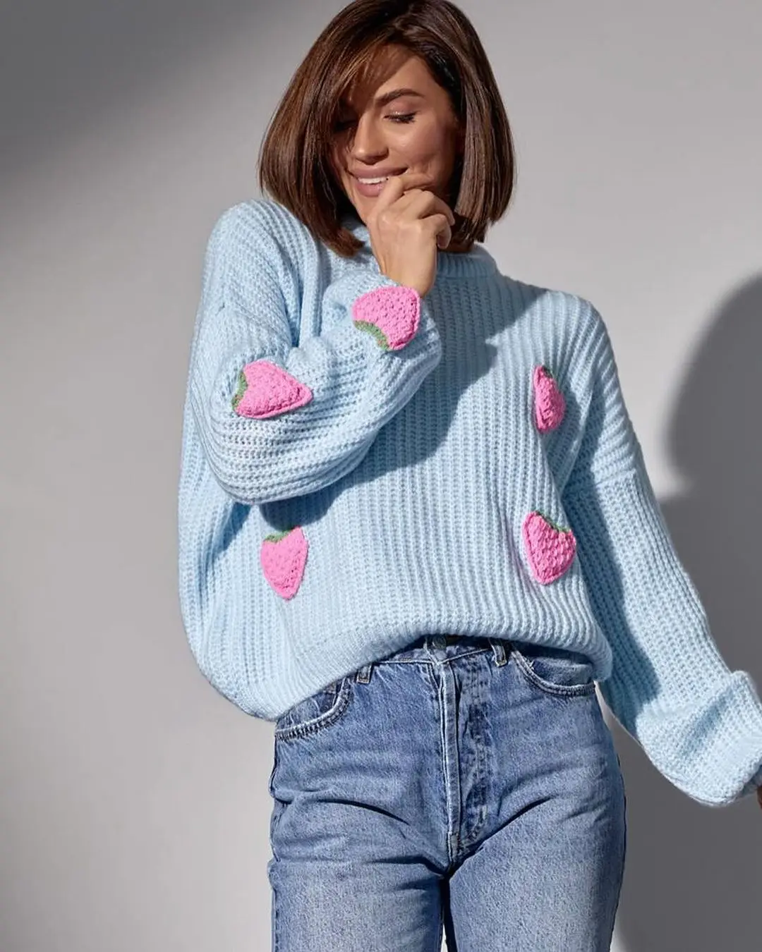 

Sweet Women's Sweater Loose Casual Style Commuter Cardigan Autumn Winter Knitted Long-sleeved V-neck Single-breasted Button Coat