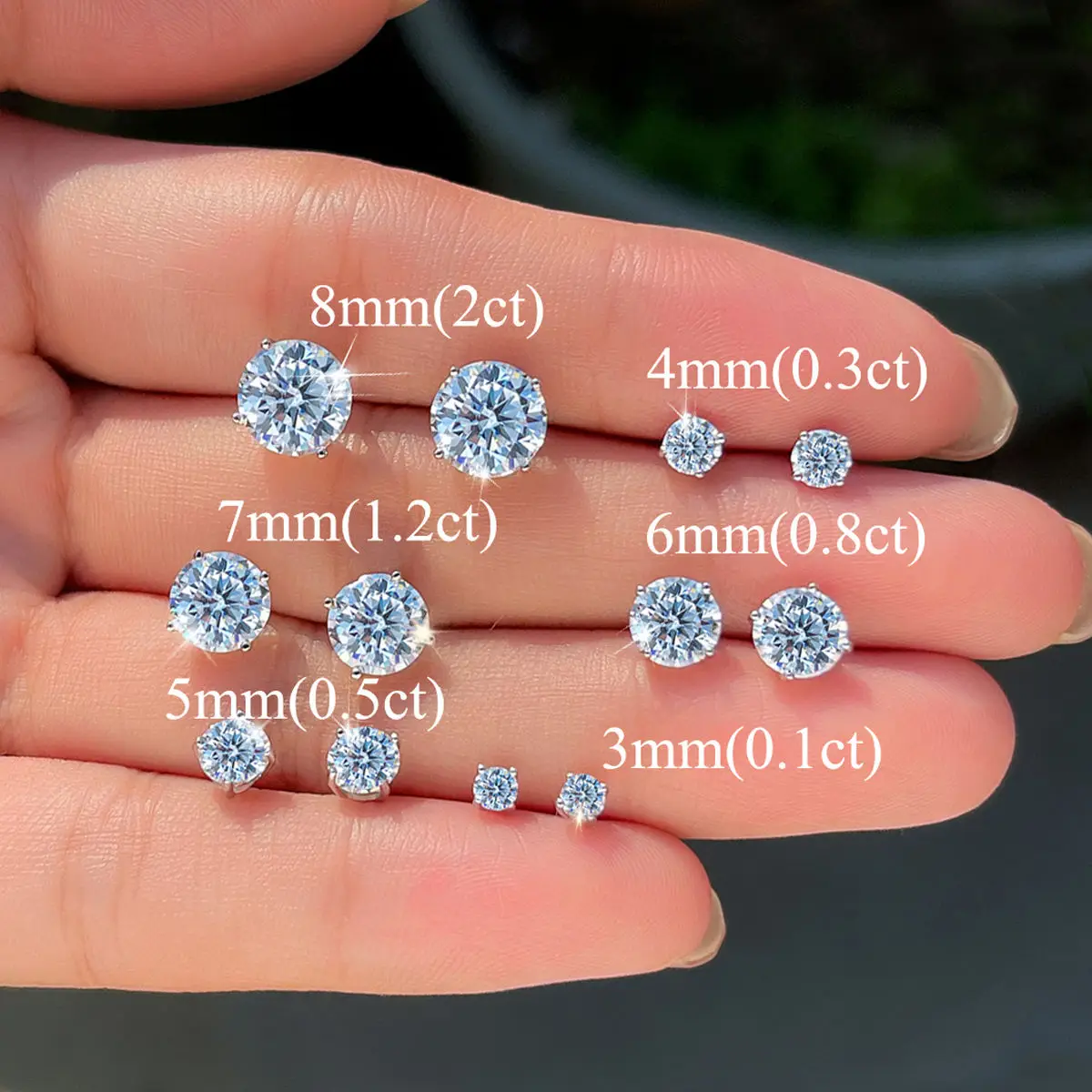

0.1-5CT 4 Claw Moissanite Stud Earrings for Women S925 Silver 18k Plated Bride Wedding Fine Jewelry