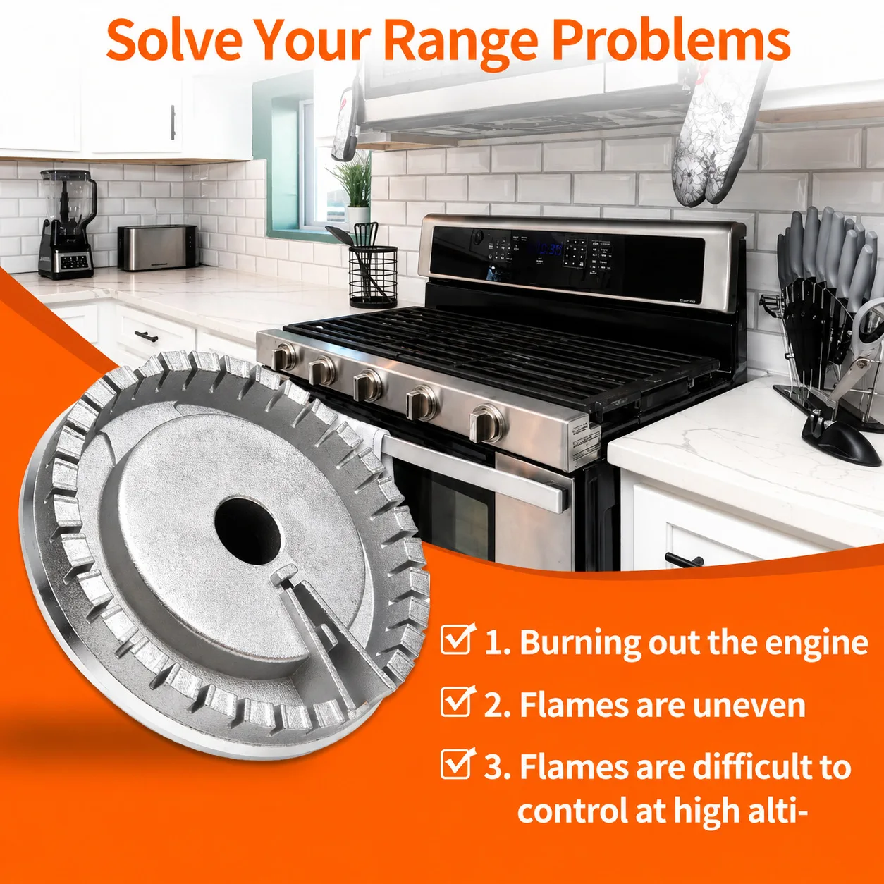 Gas Stove Burner Cap High Temperature Aluminum Flame Distributor Compatible With High Temperature Resistant Parts Seat