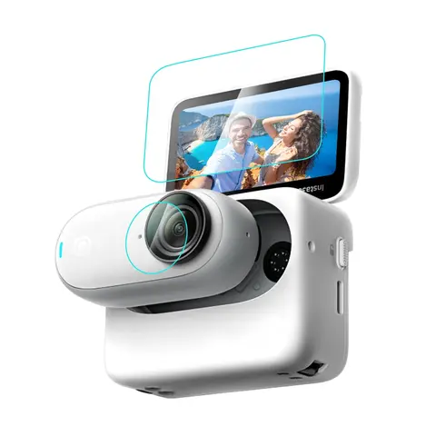 PULUZ 스크린 및 렌즈 강화 유리 필름, Insta360 GO 3 액션 카메라 액세서리, 2 in 1