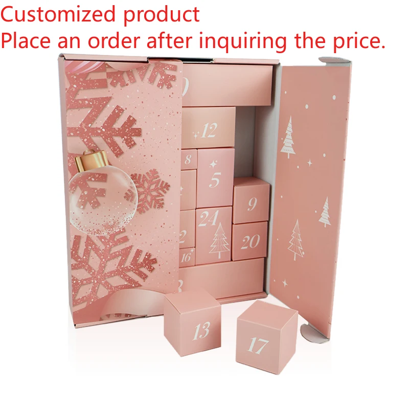 

Customization.Custom High Quality 24 Days Christmas Calendar Boxes Double Door Open Cardboard Advent Calendar for Jewelry Cosmet
