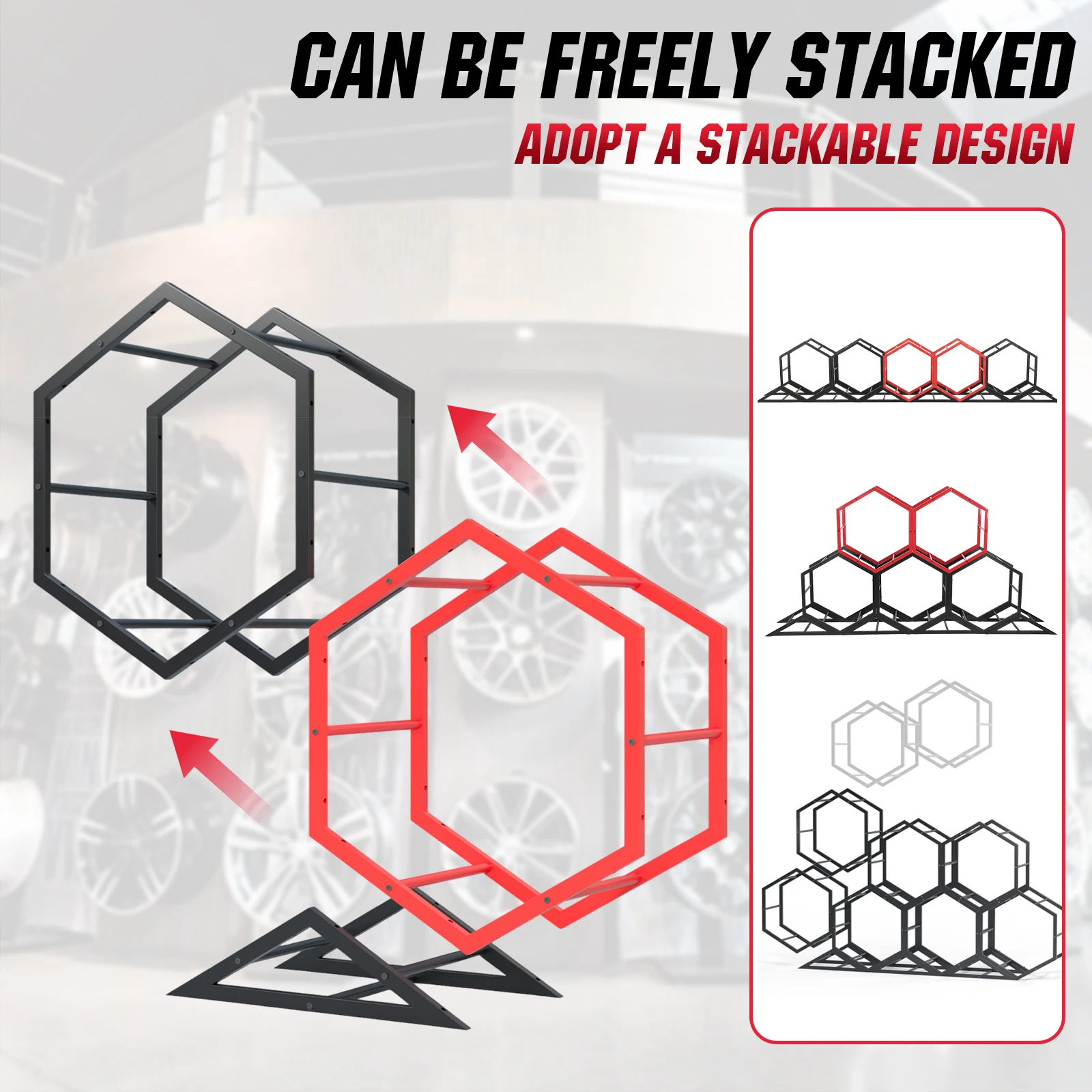 

Регулируемый настенный держатель для колес и шин, сверхпрочный стальной органайзер для запасных колес для выставок, магазинов, гаражей, торговых шоу