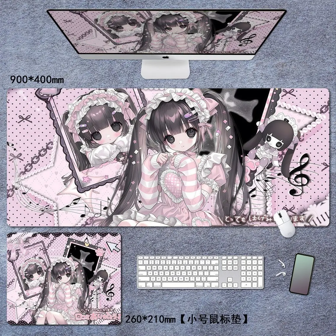 Personalized Pink Anime Girl Ins Simple Leather Table Mat Girl Geart Simple Mouse Pad PU Gaming Computer Pad Anti Slip Y2K Pad