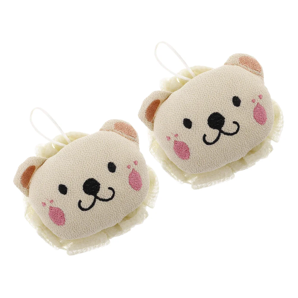 

2 Pcs Bath Flower Scrubber for Body Exfoliator Sponge Poufs Shower Cartoon Ball in 1
