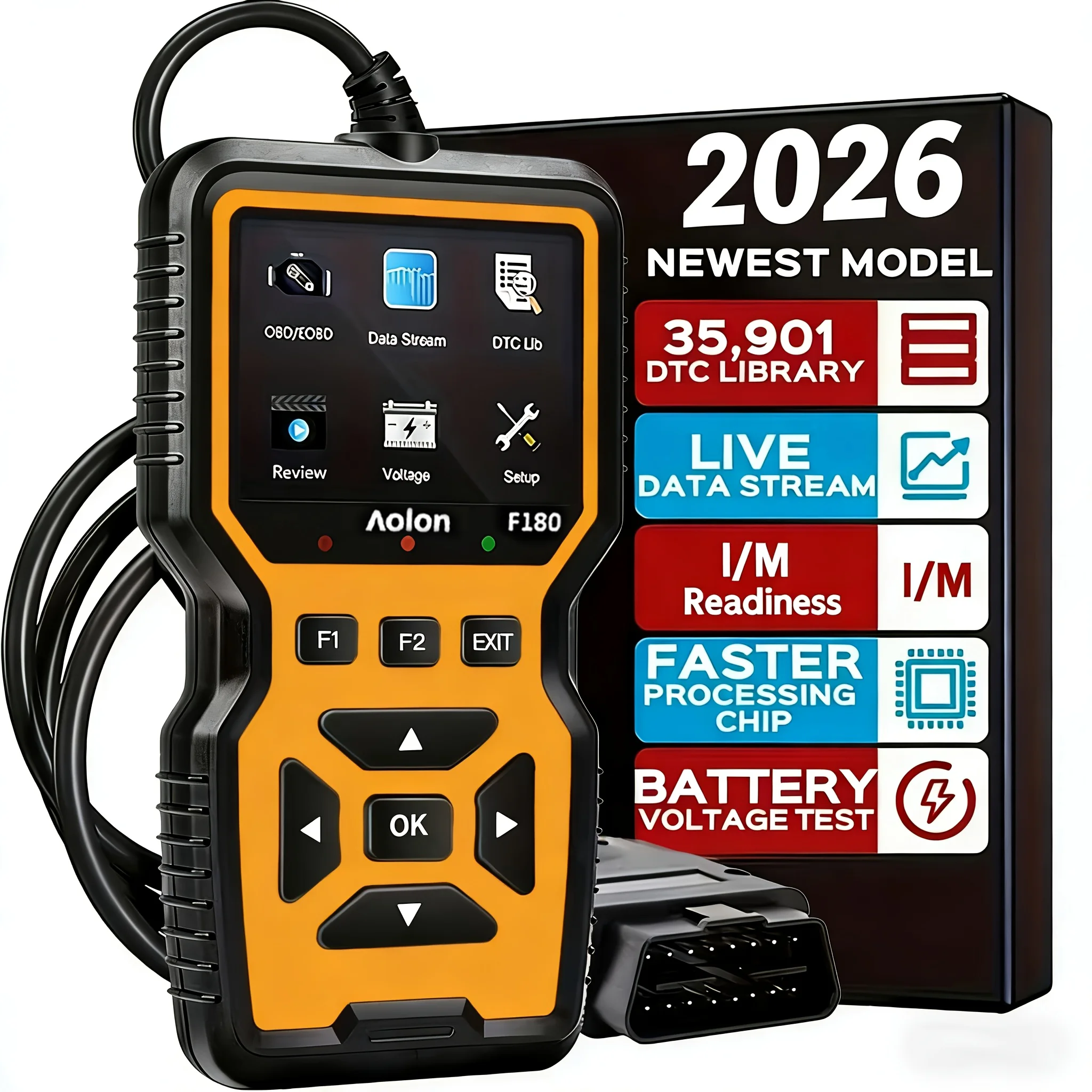 V519 Obdii Car Fault Diagnostic Tool Engine Code Reader Real-Time Data Stream Dtc Fault Code Clearing I/M Readiness Test Eobd Car Diagnostic Tool