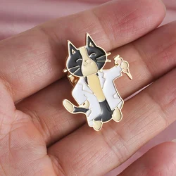 Black Cat Doctor Enamel Brooch Animal Medical Lab Lapel Backpack Coat Badge Jewelry Accessories Pin Gift for Nurse Medical Staff