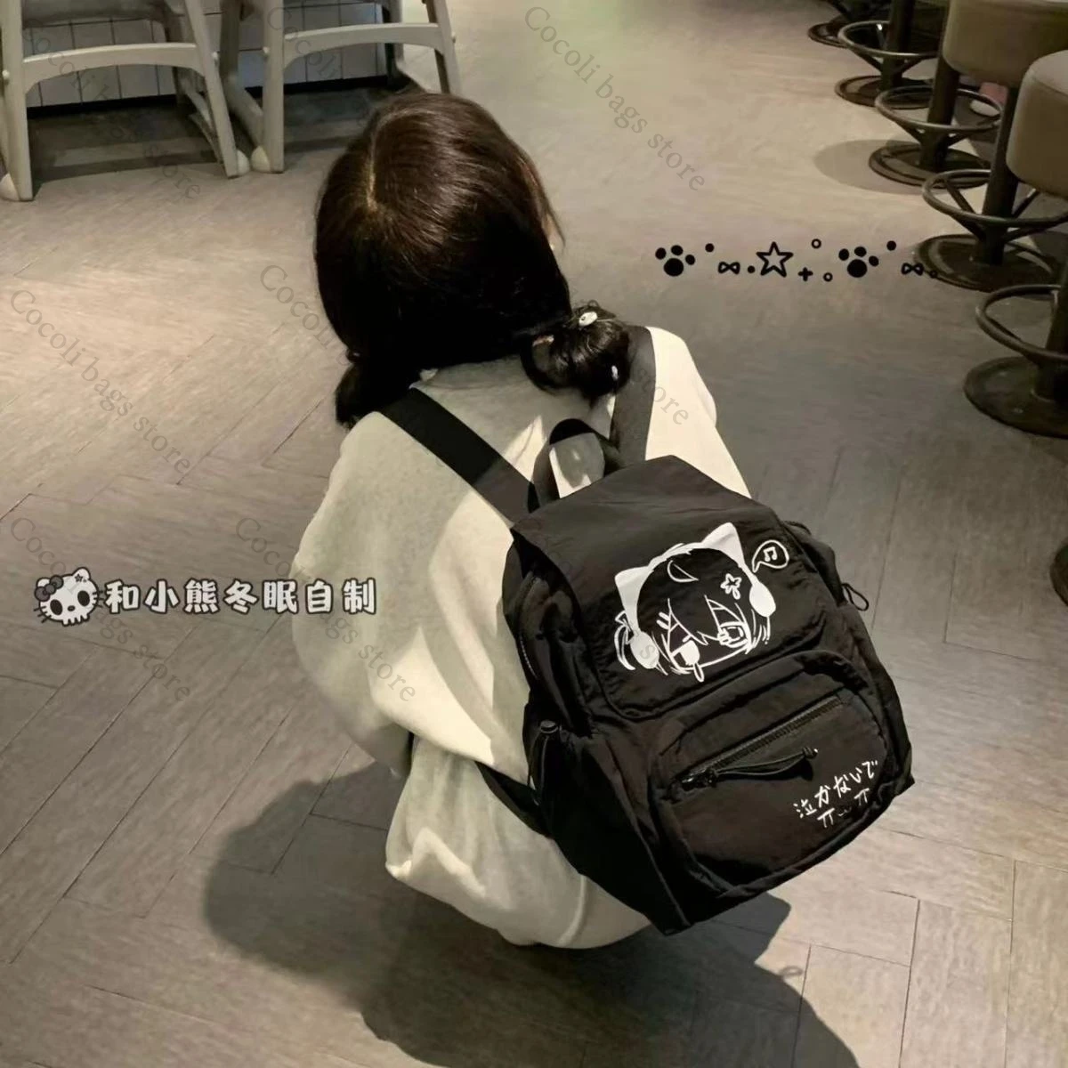 Kawaii Print Rucksack Y2K Damen Tasche Casual Rucksäcke für Frauen Leichte Taschen für Frau Weibliche Taschen Teenager Jugend Rucksäcke