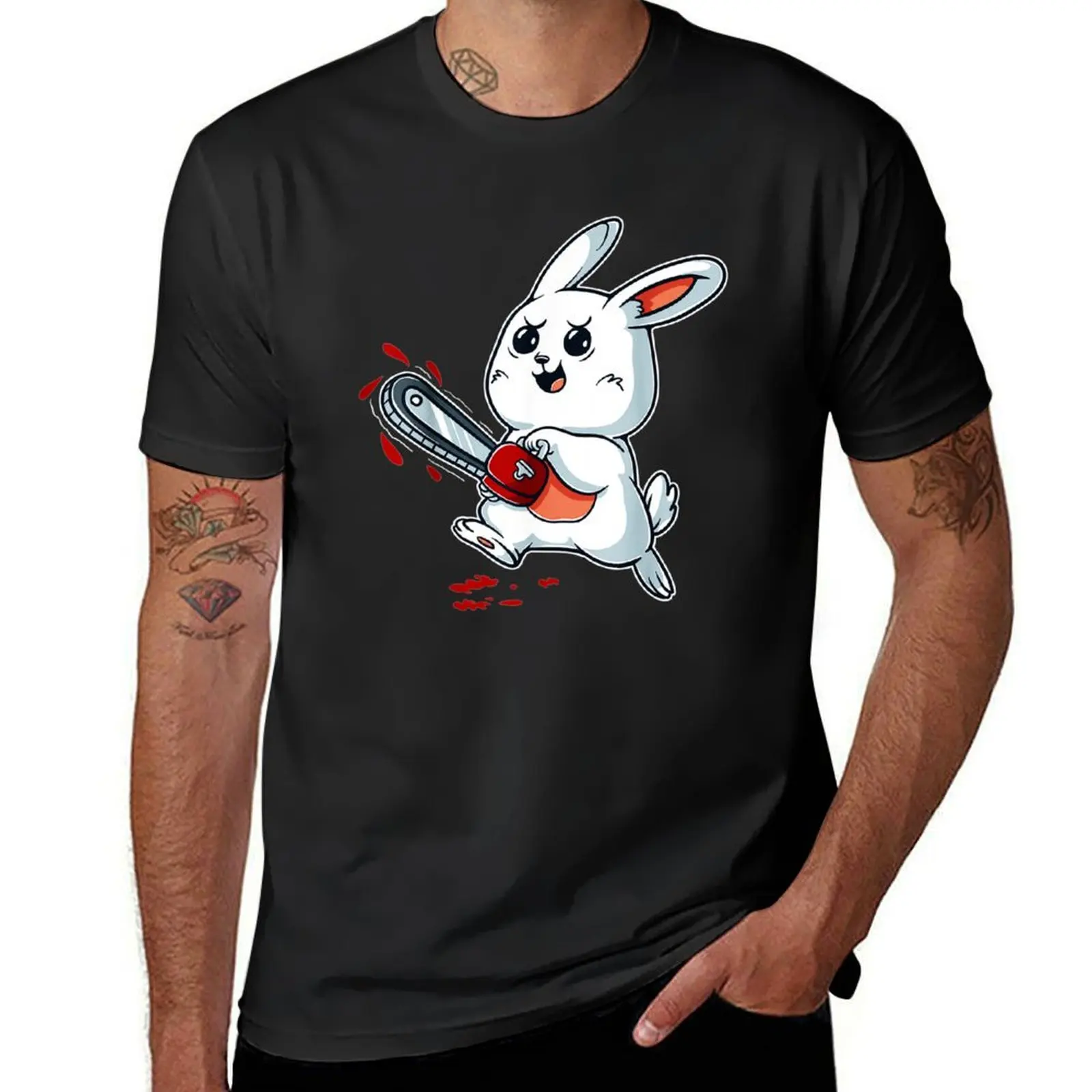 Evil Bunny Kawaii Cute Easter Rabbit Halloween T-Shirt kawaii clothes blacks heavyweights plus size tops T-shirts for men cotton