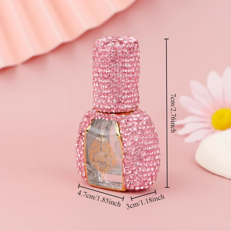 Creative Mini Perfume Bottle 12ml Silver with Diamond Inlay Portable Exquisite Glass Moisturizing Spray Bottle Luxury