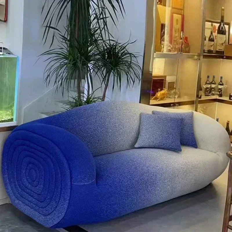 Creative Gradient Color Sofa Italian Light Luxury Living Room Lobby Modern Minimalist Double Fabric Sofa