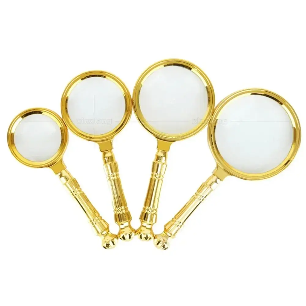 Retro Plastic Magnifying Glass Glass Lens High Definition Loupe Magnifier Gold Handheld Pocket Tool Viewing Jewelry