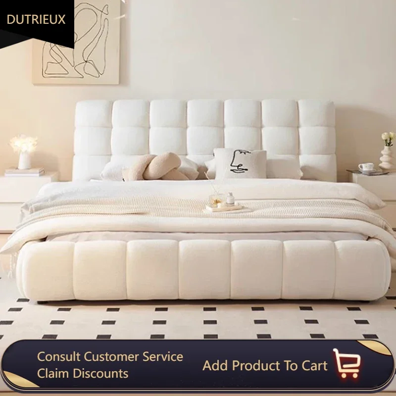 

Home Fabric Double Bed Puff New White Room Comferter Double Bed Wood Frame Camas Moderrnas Inteligentes Bedroom Furniture