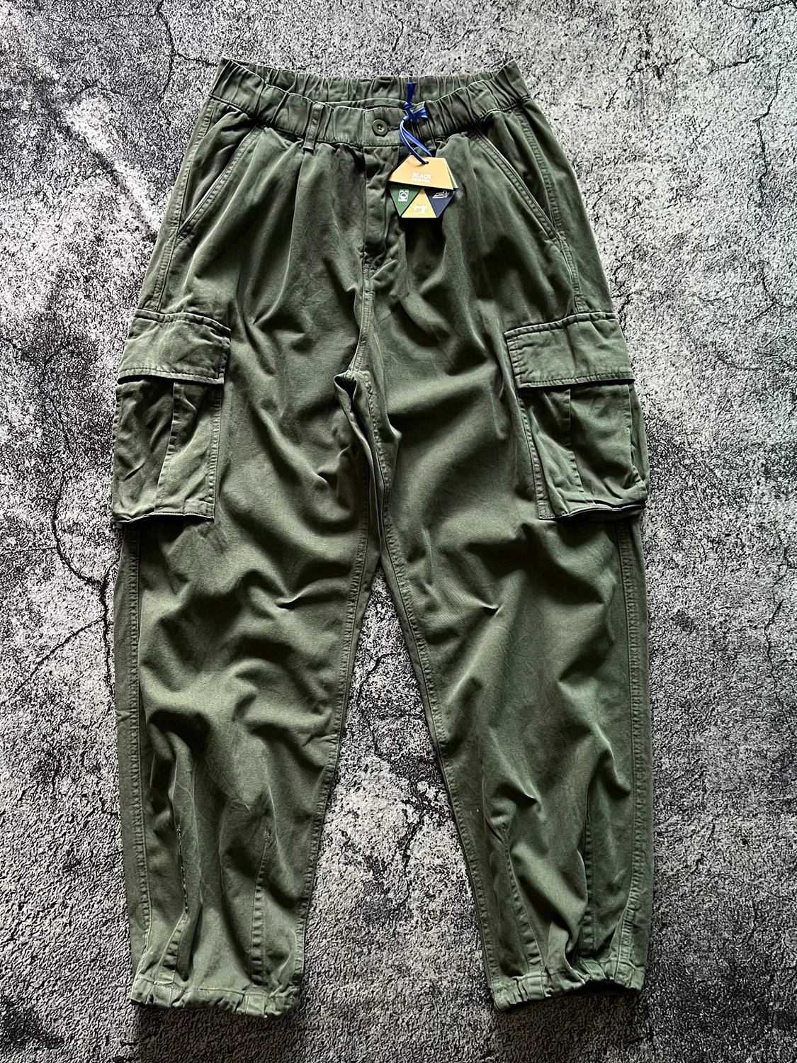 

Heavyweight Cotton Adjustable Cuff Workwear Pants with Pockets Casual Loose Fit Men's Fashion Retro Style All-Match Autumn Wi...