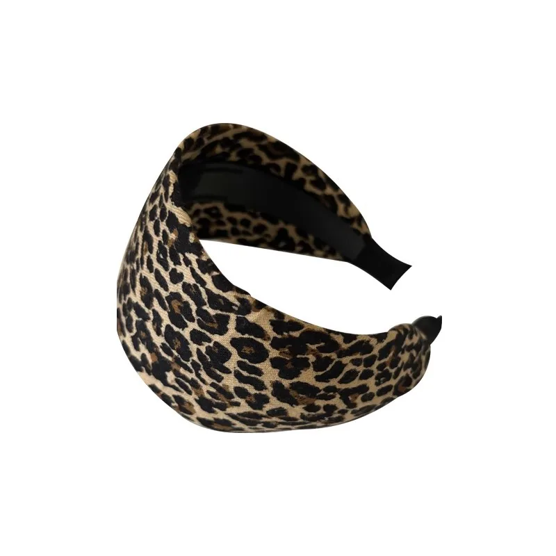 Леопардовая повязка на голову, широкая 1 шт., модная повязка для волос для женщин, высокая корона, объемный аксессуар для волос в стиле ретро