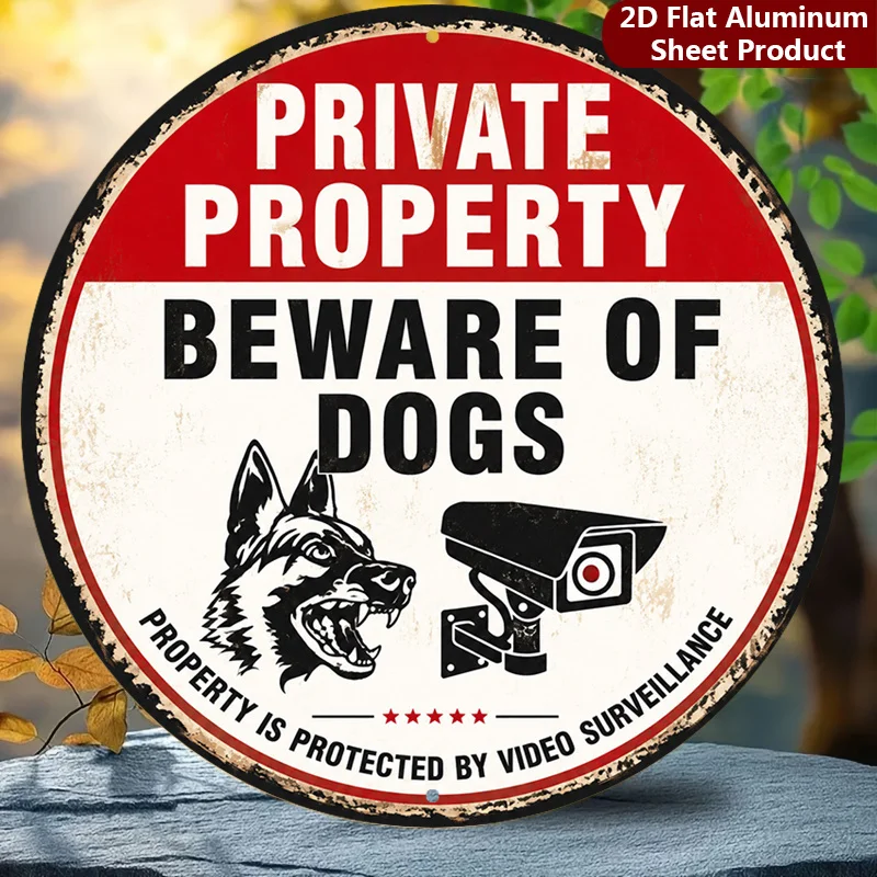 2D Flat, 1pc, Vintage Decorative Sign Guard Dog Plaque Surveillance Perfect for Home, Porch, Garden, Cafe, Etc, Outdoor Signage