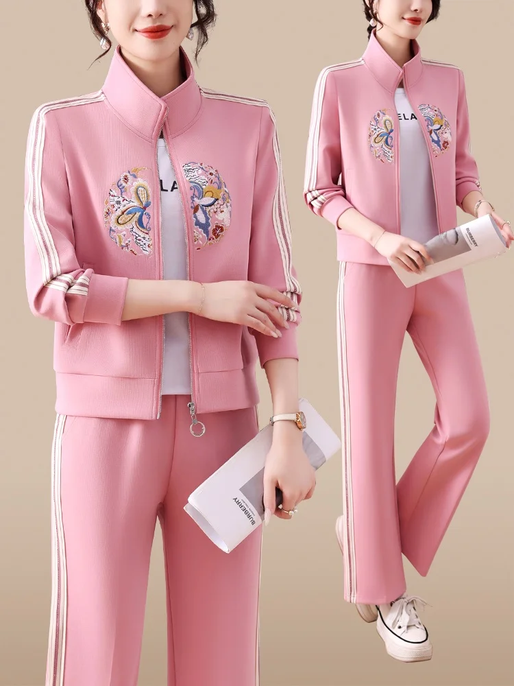 

Модный спортивный костюм для женщин: весенне-осенний белый повседневный комплект из двух предметов с худи, элегантный, для отдыха, из полиэстера и хлопка.