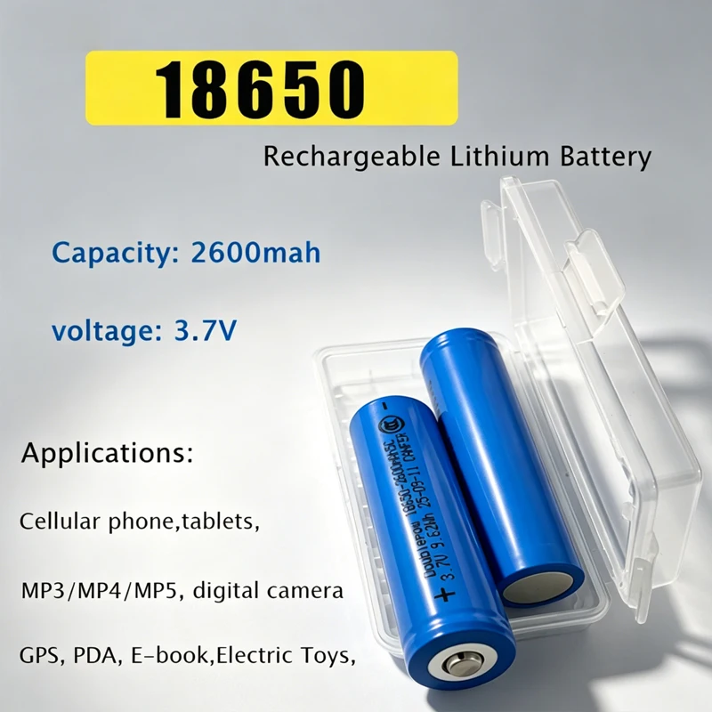 

2600mAh 3.7V 18650 Lithium Battery Rechargeable Battery Full Capacity for Electric Toy Laser Pointer Jade Lamp Intercom Doorbell